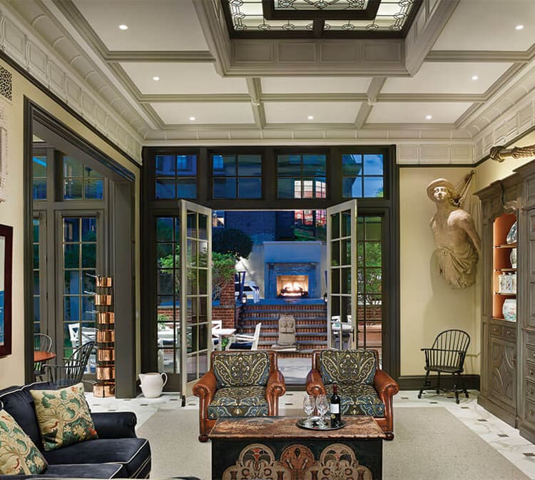 Ultra Series French inswing patio doors with transoms and sidelites