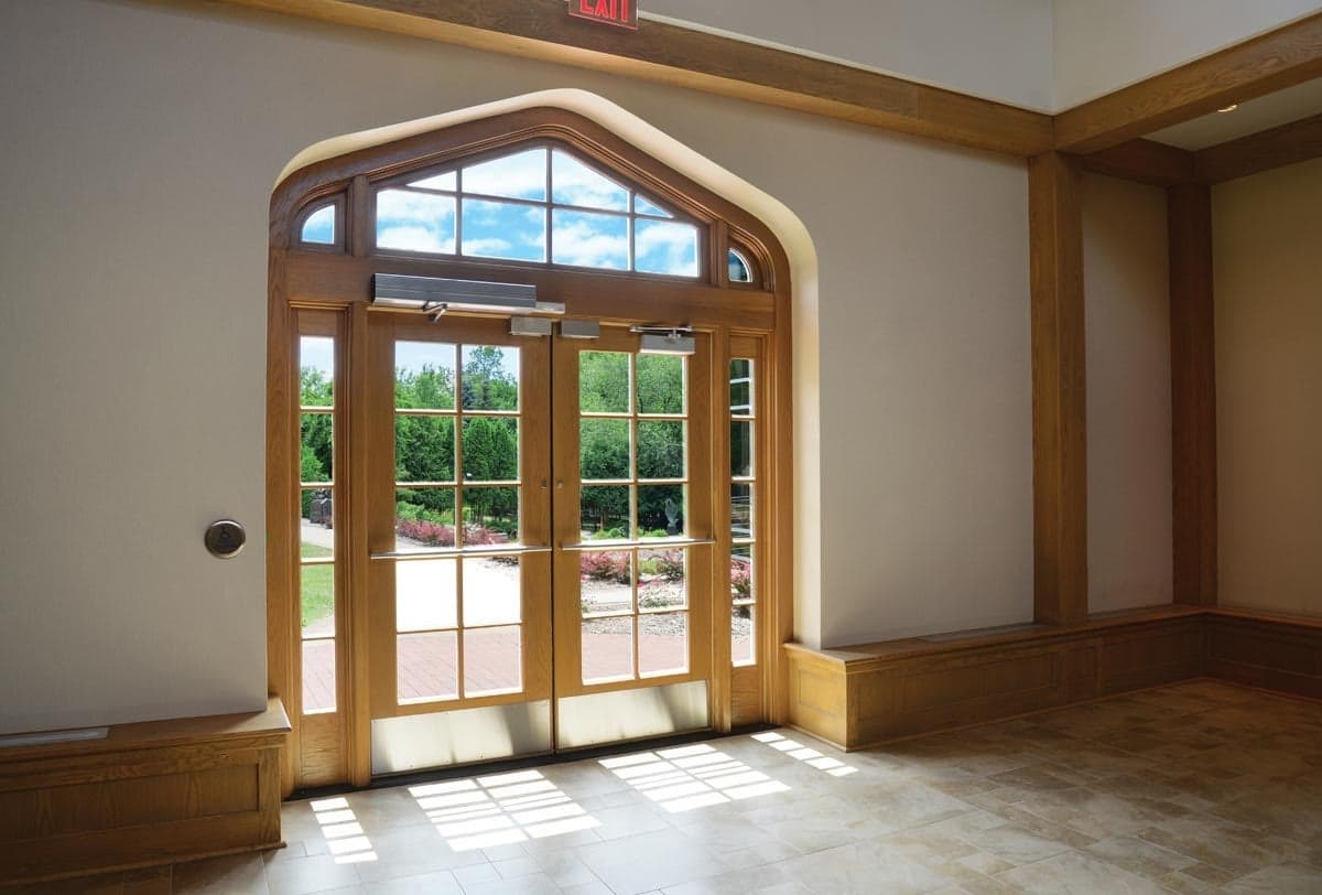 Ultra Series French outswing patio door with radius transom